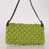 Fendi Lime Green Crochet Popcorn Baguette
