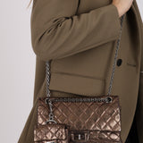 Ultra-Rare Chanel 2.55 Small Reissue Double Flap with Mini Flap Metallic Bronze Crinkled Calfskin 2009 DSHW