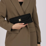 Chanel Turnlock Grosgrain Black Satin 1990s 24K GP