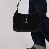 Gucci Black Suede Plisse Pleated Jackie Bag