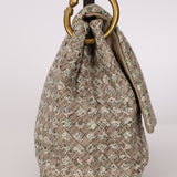 Rare Bottega Veneta 2008 Ayers Newspaper Script Intrecciato Shoulder Bag