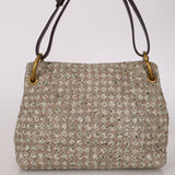Rare Bottega Veneta 2008 Ayers Newspaper Script Intrecciato Shoulder Bag