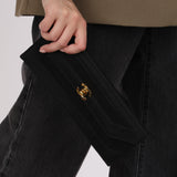 Chanel Turnlock Grosgrain Black Satin 1990s 24K GP