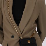 Chanel 2000s Grosgrain Mini Bijoux Chain Mini Turnlock Flap 24K GP