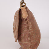 Fendi Metallic Pink Zucca Lamé Mia Flap