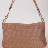 Fendi Metallic Pink Zucca Lamé Mia Flap