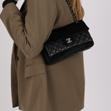 Chanel Small Double Flap Black Crinkled Calfskin and Ponyhair 2005 DSHW