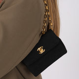 Chanel 2000s Grosgrain Mini Bijoux Chain Mini Turnlock Flap 24K GP