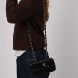 Chanel 2021 Quilted Lambskin & Crochet Small Vanity Case With Chain