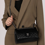 Chanel Small Double Flap Black Crinkled Calfskin and Ponyhair 2005 DSHW