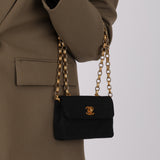 Chanel 2000s Grosgrain Mini Bijoux Chain Mini Turnlock Flap 24K GP