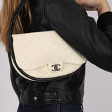 Rare Chanel 2013 Runway Blanc Lambskin Medium Hula Hoop Bag