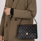 Chanel Single Flap Black Lambskin 2004 24K GP