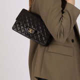 Chanel Medium Classic Double Flap Black Lambskin 1993 24K GP