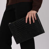 Saint Laurent Black Croc Embossed Clutch