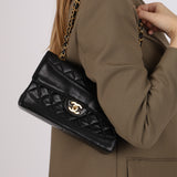 Chanel Small Single Flap Black Lambskin 1991 24K GP
