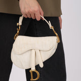 Dior Mini Oblique Saddle Pearl White 2020