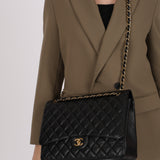 Chanel Turnlock Maxi Classic Single Flap Black Caviar 2010 GHW