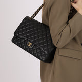 Chanel Turnlock Maxi Classic Single Flap Black Caviar 2010 GHW