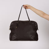 Gucci Chocolate Guccissima Bree Large Leather Dome Bag