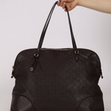 Gucci Chocolate Guccissima Bree Large Leather Dome Bag