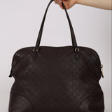 Gucci Chocolate Guccissima Bree Large Leather Dome Bag