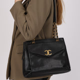 Chanel 1996 Caviar Front Pocket Turnlock Zip Tote 24K GP