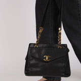 Chanel 1996 Caviar Front Pocket Turnlock Zip Tote 24K GP