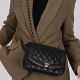 Rare Chanel 1996 Caviar Medium Diana Flap 24K GP