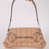 Gucci Nude Calfskin Small Horsebit Chain Shoulder Bag