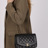 Rare Chanel 1996 Caviar Medium Diana Flap 24K GP