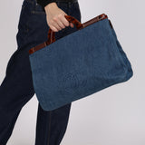 Chanel 1998 CC Denim Tortoise Handle Tote