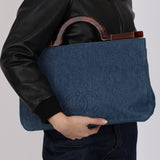 Chanel 1998 CC Denim Tortoise Handle Tote