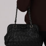 Chanel 2008 Black Perforated Pleated Leather Up in The Air Frame