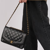 Rare Chanel 1996 Caviar Medium Diana Flap 24K GP