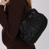 Chanel 2008 Black Perforated Pleated Leather Up in The Air Frame