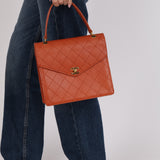 Chanel 1997 Burnt Sienna Caviar Turnlock Kelly 24K GP