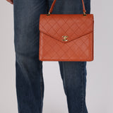 Chanel 1997 Burnt Sienna Caviar Turnlock Kelly 24K GP