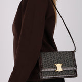 Celine Croc Embossed Macadam Wool Shoulder Bag
