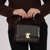 Celine Croc Embossed Macadam Wool Shoulder Bag
