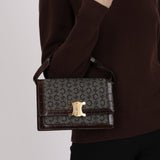 Celine Croc Embossed Macadam Wool Shoulder Bag