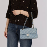Chanel 22B Quilted Small Denim Classic Double Flap GHW
