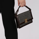 Celine Croc Embossed Macadam Wool Shoulder Bag