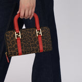 Fendi Leopard Print Top Handle Twin Clutch