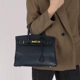 Hermès Birkin 30 Bleu Indigo Courchevel Retourne 1998 GHW