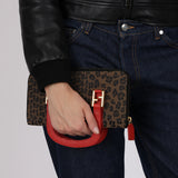 Fendi Leopard Print Top Handle Twin Clutch