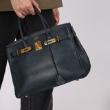 Hermès Birkin 30 Bleu Indigo Courchevel Retourne 1998 GHW