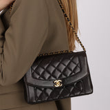Chanel Medium Diana Black Lambskin 1996 24K GP