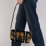 Fendi Multicolor Plaid Brush Broadtail Fur Baguette Bag