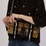 Fendi Multicolor Plaid Brush Broadtail Fur Baguette Bag